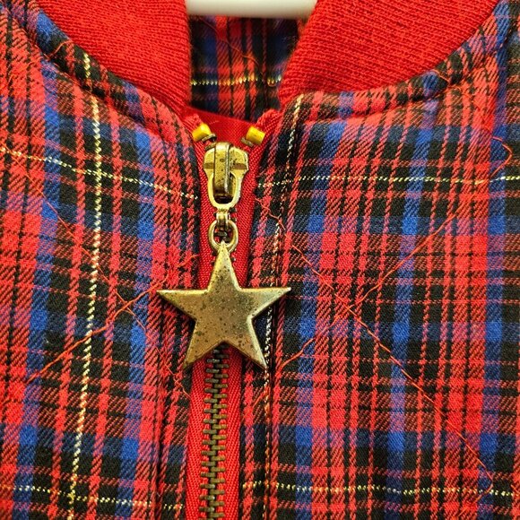 Vintage Women's Janeve Plaid Zip Up Bomber Jacket 100% Cotton Size Large - Picture 8 of 8